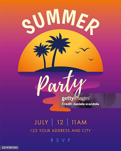 tropical summer party invitation. - brunch background stock illustrations