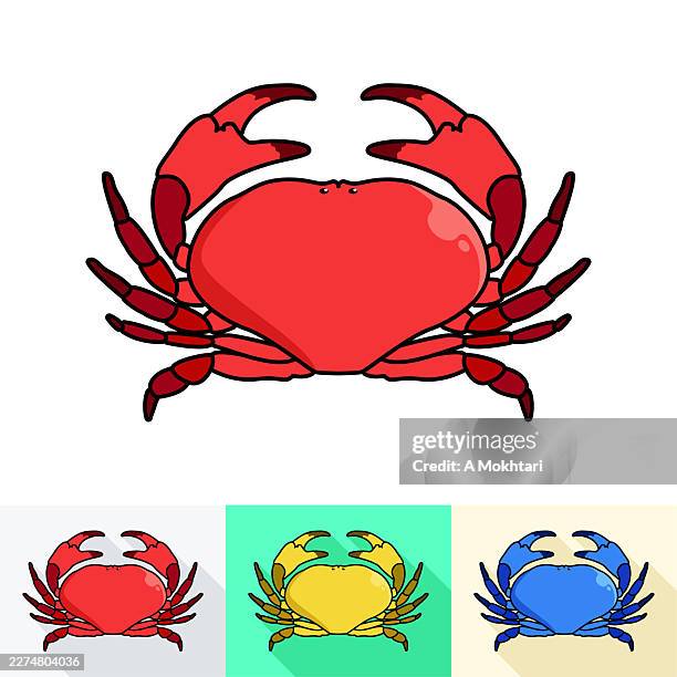 red crab flat vector icon. - red crabs stock illustrations