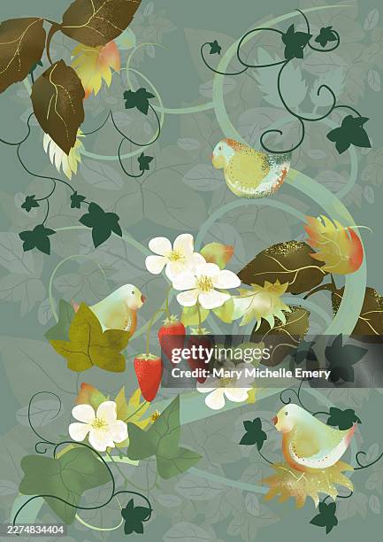 strawberry patch - strawberry fields stock illustrations