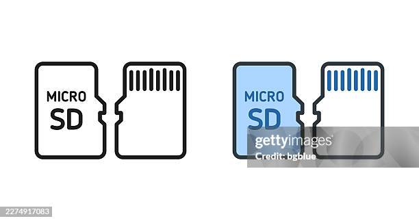 micro sd card - front and back view. icons for design - editable stroke icon - micro photography stock illustrations