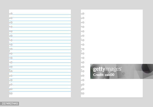 stockillustraties, clipart, cartoons en iconen met torn blank paper sheets. - lijntjespapier