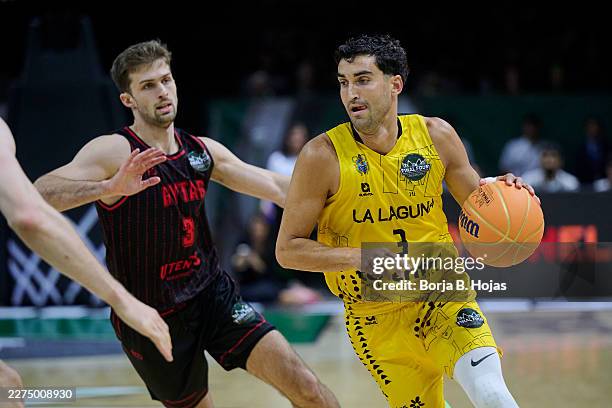 Barcelona spain augustas marciulionis of rytas vilnius and jaime fernandez of la laguna Barcelona spain augustas marciulionis of rytas vilnius and jaime fernandez of la laguna