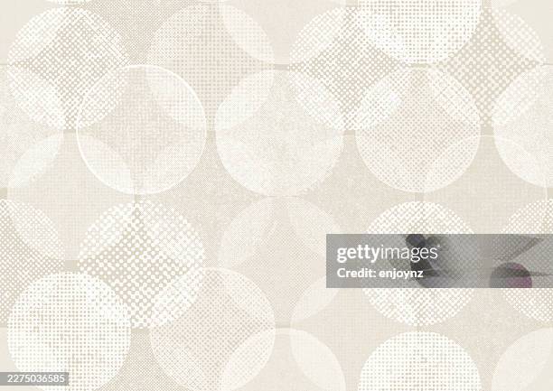 seamless soft toned retro halftone circles pattern wallpaper - patchwork concept stock illustrations