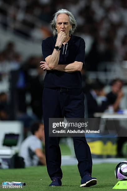 Head Coach of Al Nassr, Jorge Jesus reacts during the Saudi Pro League match between Al Shabab and Al Nassr at SHG Arena on May 07, 2026 in Riyadh,...