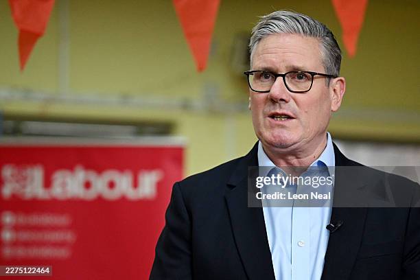 British Prime Minister and Labour leader Keir Starmer speaks to supporters and councillors following local elections at Kingsdown Methodist Church on...