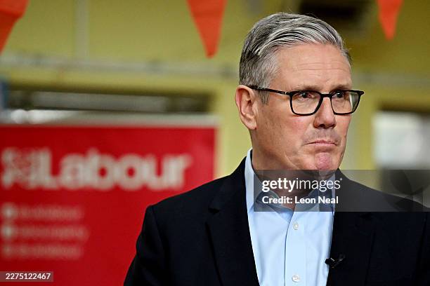 British Prime Minister and Labour leader Keir Starmer reacts as he speaks to supporters and councillors following local elections at Kingsdown...