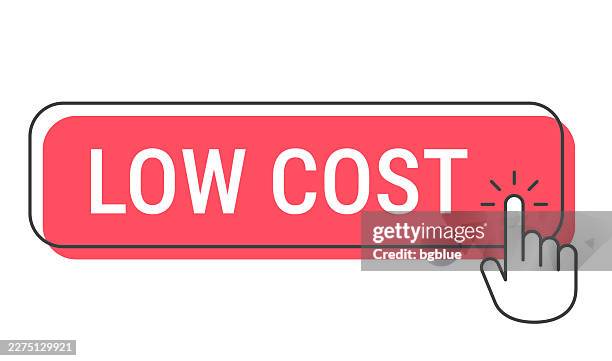 low cost - click button with hand cursor on white background - click through rate stock illustrations