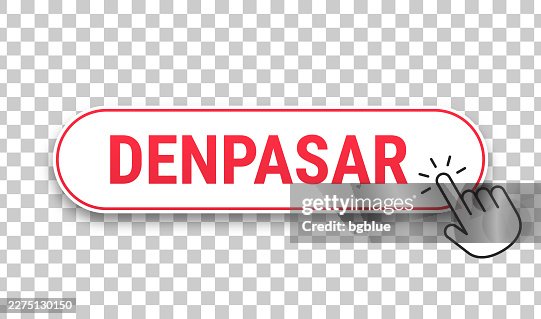 Denpasar - 3D click web button with hand cursor on blank background Denpasar - 3D click web button with hand cursor on blank background