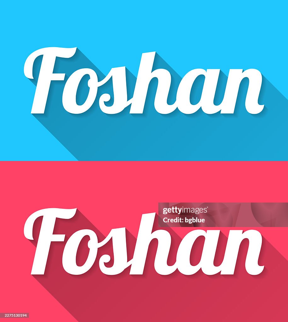 Foshan - Flat Design with Long Shadow on blue and red background