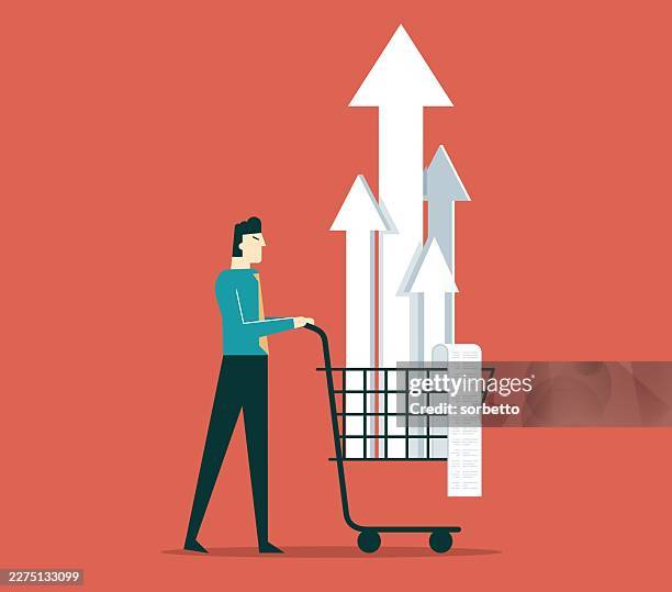 businessman - rising commodity prices - value chain stock illustrations