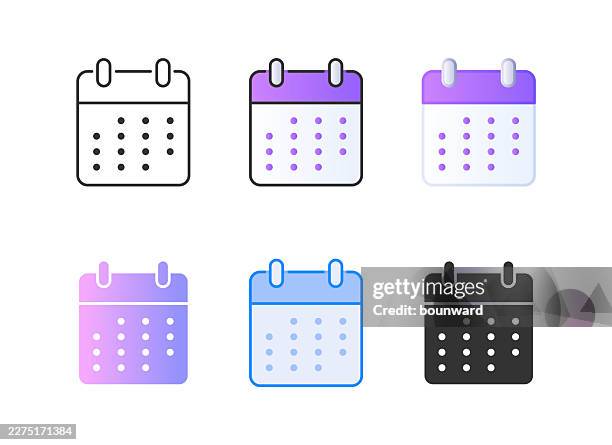 calendar icon. 6 different styles. editable stroke. - time solid icon stock illustrations