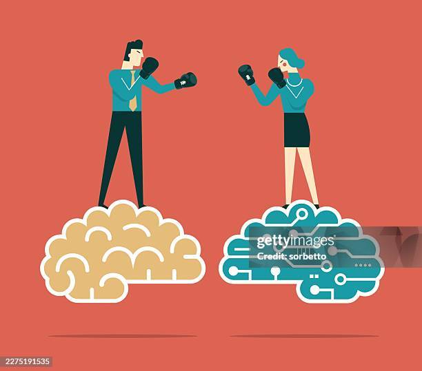 comparison - fighting - robotic process automation stock illustrations