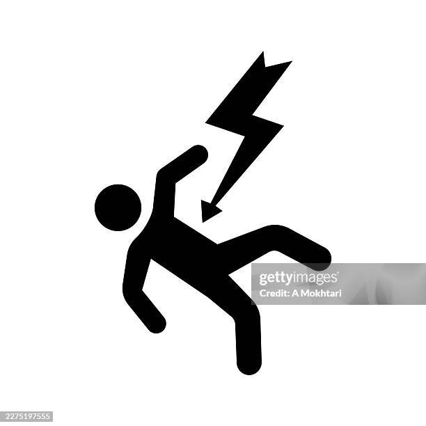 electric shock hazard symbol icon. - electrical shock stock illustrations