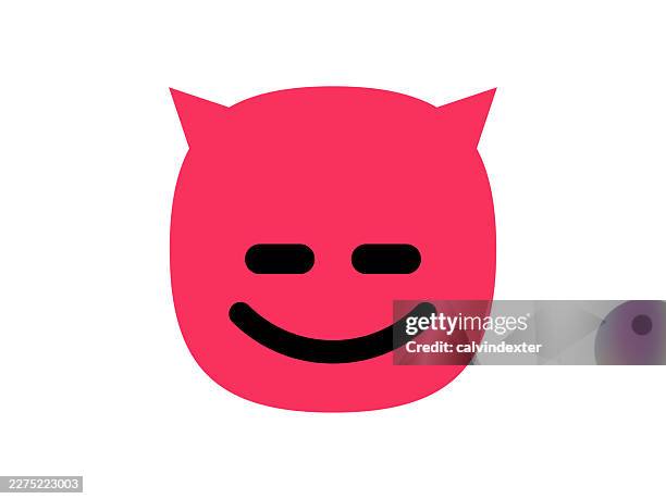 happy smiling devil emoji icon symbol - devil emoji stock illustrations