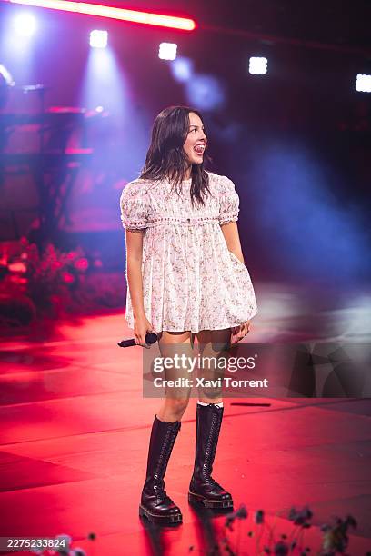Olivia Rodrigo performs on stage during an exclusive Billions Club Live show to celebrate the partnership between Spotify and FC Barcelona before El...