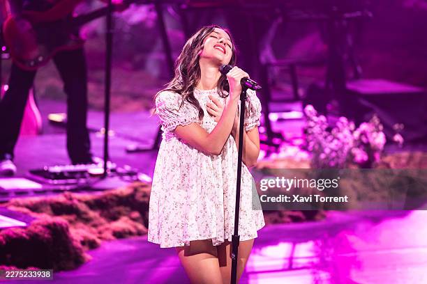 Olivia Rodrigo performs on stage during an exclusive Billions Club Live show to celebrate the partnership between Spotify and FC Barcelona before El...
