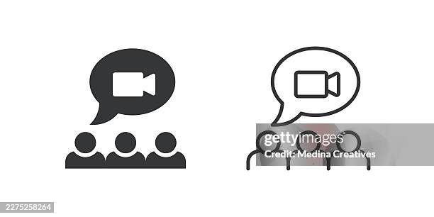 group video chat icons. glyph solid and line series icon. - asian professor stock illustrations