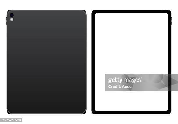 frontal tablet mockup template with empty and transparent screen - ipad mockup stock illustrations