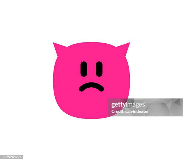 angry sad displeased red evil devil emoji - devil emoji stock illustrations