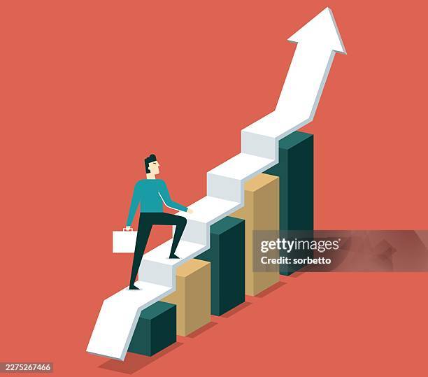 moving up - businessman - climbing steps stock illustrations