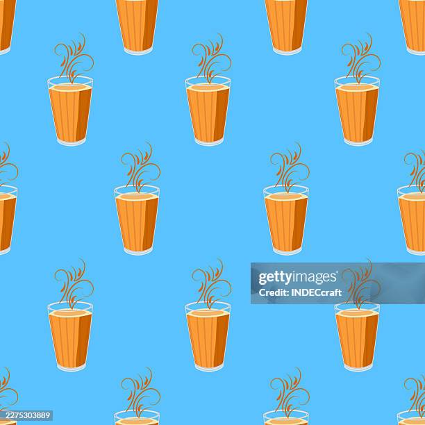 chai glass seamless pattern - cinnamon bread stock illustrations
