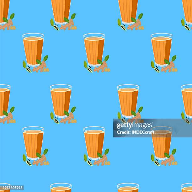 masala chai glass seamless pattern - cinnamon bread stock illustrations