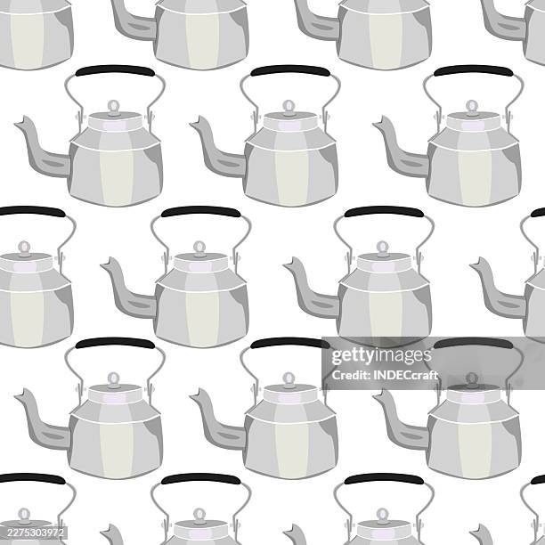 chai kettle seamless pattern - cinnamon bread stock illustrations