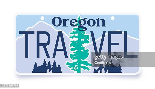 travel oregon license plate - medford oregon stock illustrations