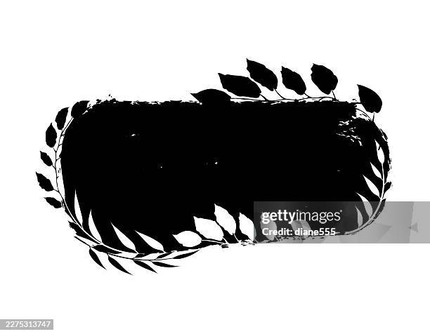 grunge frame with plants & leaves - leaf texture stock illustrations