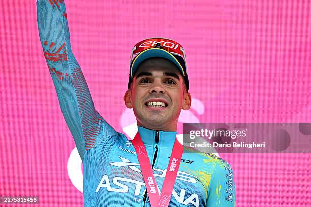 Guillermo Thomas Silva of Uruguay and Team XDS Astana celebrates at podium as stage winner during the 109th Giro d'Italia 2026, Stage 2 a 221km stage...