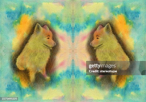 happy fluffy dog - dog scratching stock illustrations