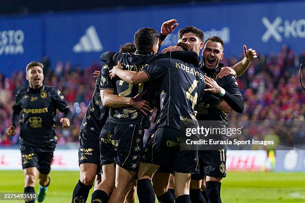 Yuki Kobayashi of Jagiellonia Bialystok celebrates his goal with teammates during the PKO BP Ekstraklasa 2025/26 match between Rakow Czestochowa and...