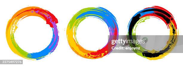 colorful brushstroke infinity circles - paint circle stock illustrations