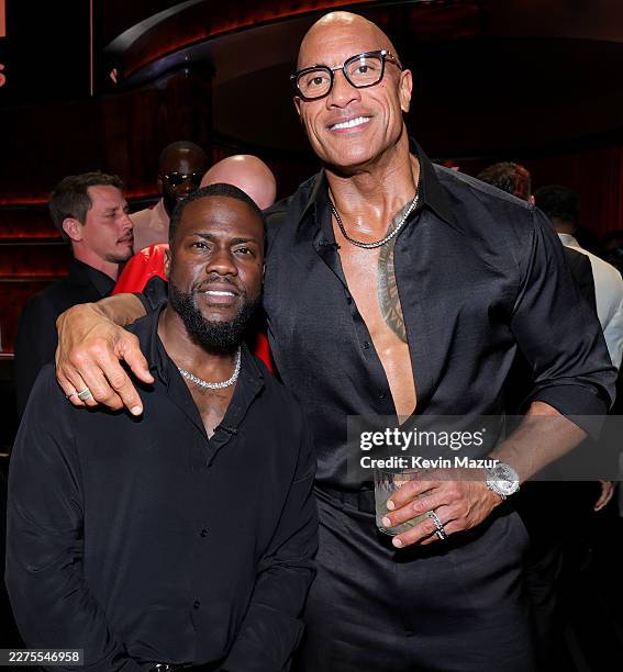 Kevin Hart and Dwayne Johnson attend Netflix Is A Joke Festival Presents: The Roast of Kevin Hart at The Kia Forum on May 10, 2026 in Inglewood,...