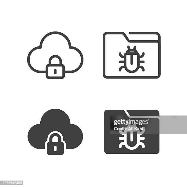cloud security icon. solid and line simple icon series - face recognition mobile stock illustrations