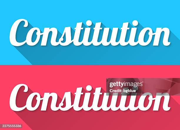constitution - flat design with long shadow on blue and red background - constitution paper stock illustrations