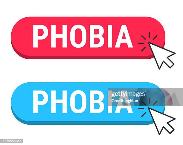 phobia - red and blue buttons with cursor on white background - hate single word stock illustrations