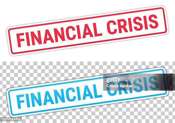 financial crisis - red and blue labels on blank background - summit logo stock illustrations