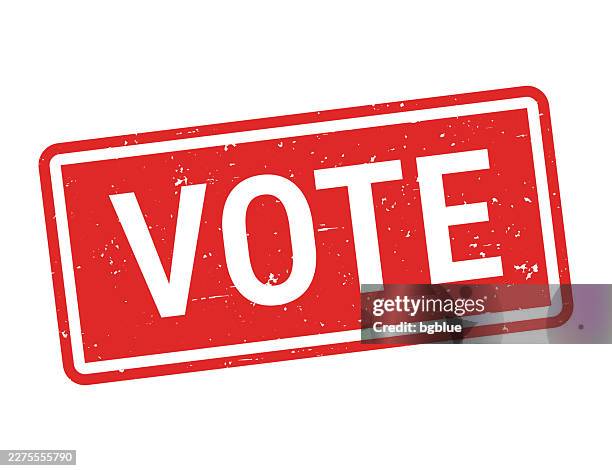 vote - red rubber stamp on white background - voting sticker stock illustrations