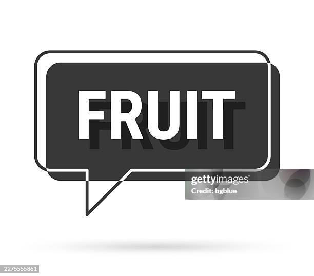 fruit - 3d black speech bubble on white background - tree shadow white stock illustrations