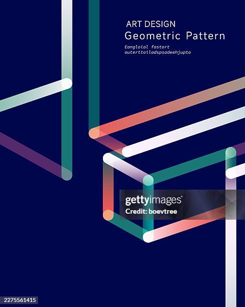 abstract minimal geometric cube structure stripe line poster design background - virtual reality construction stock illustrations