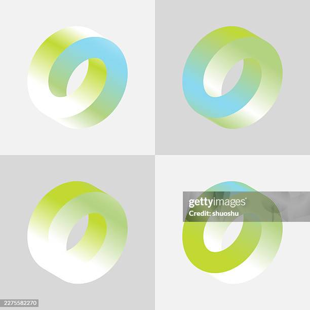 set of colors gradient mobius stripe icon pattern - interlocking shapes stock illustrations