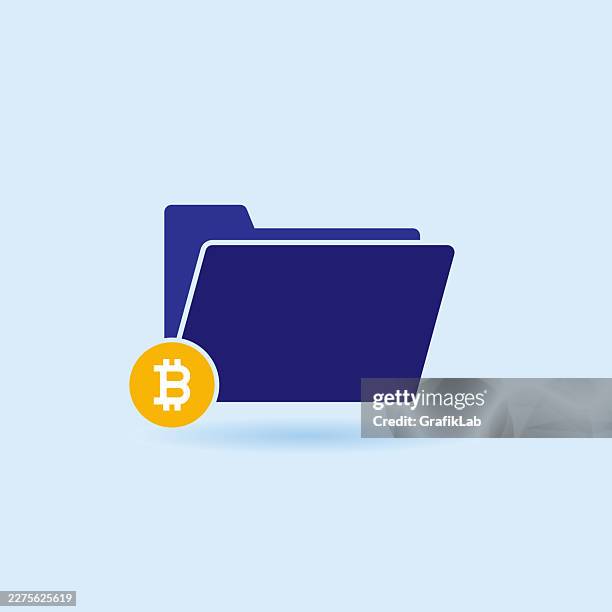 file folder with bitcoin symbol - database icon flat stock illustrations