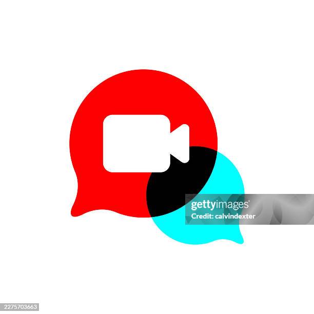 video call icon symbol in neon colors - remote teaching stock illustrations