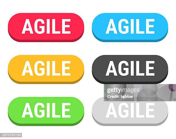 agile - colorful 3d click web buttons on blank background - agile software development stock illustrations