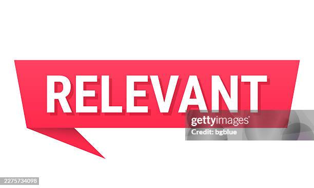 relevant - red speech bubble on blank background - rectangle logo badge stock illustrations
