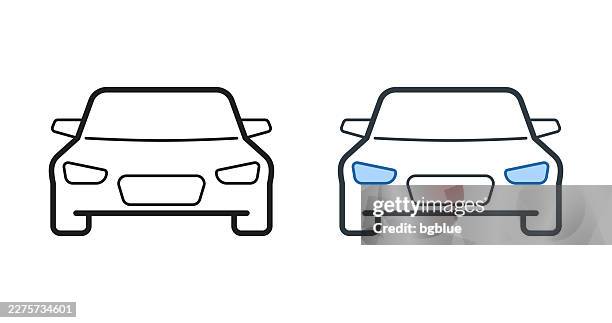 car - front view. icons for design - editable stroke icon - windscreen stock illustrations