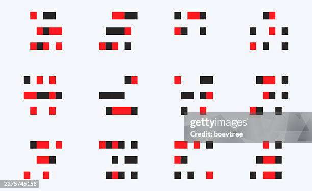 red and black mosaic checked icon set element - color blocking stock illustrations