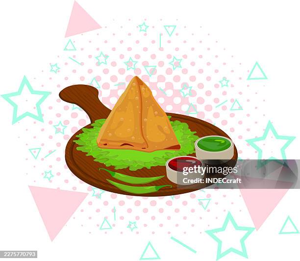 samosa indian snack - iftar stock illustrations