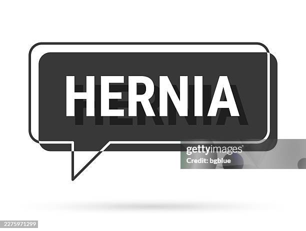 hernia - 3d black speech bubble on white background - inguinal hernia stock illustrations